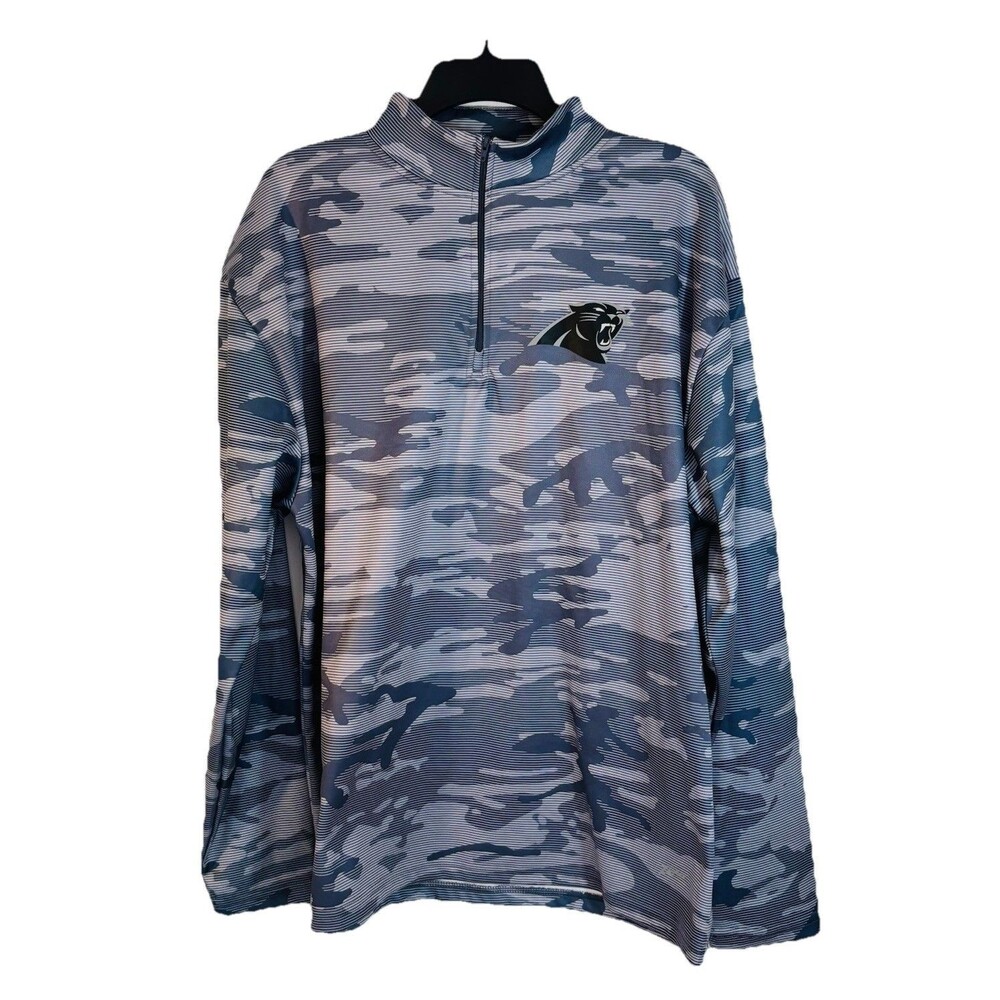 Carolina Panthers Zubaz 1/4 Zip Long Sleeve Pullover Men L Gray Camo Design
